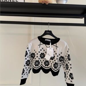 🚩steal Authentic Dior Black and White Patterned Sweater